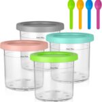 Creami Pint Containers for Ninja – 4 Pack Ninja Creami Pints and Lids,16oz Creamy Smoothie Containers Compatible with NC299AM & C300s Series, Ice Cream Maker Machine Accessories