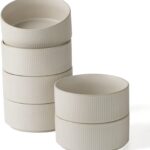 famiware Star Cereal Bowl Set, Soup Bowls Set of 6, Double Reactive Glaze, Stackable, 23oz Deep Bowls Suitable for Cereal, Popcorn, Oatmeal, Dessert – Dishwasher and Microwave Safe, Matte White