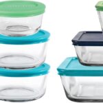 Anchor Hocking 16 Piece Glass Storage Containers with Lids (8 Glass Food Storage Containers & 8 Mixed Blue SnugFit Lids)