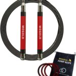 2-in-1 Speed Rope: 2mm for Boxing/MMA & 3mm for CrossFit – Tool-Free Adjustable Cable System with Dual Bearings – Sweatproof Hybrid Grip for High-Intensity Training