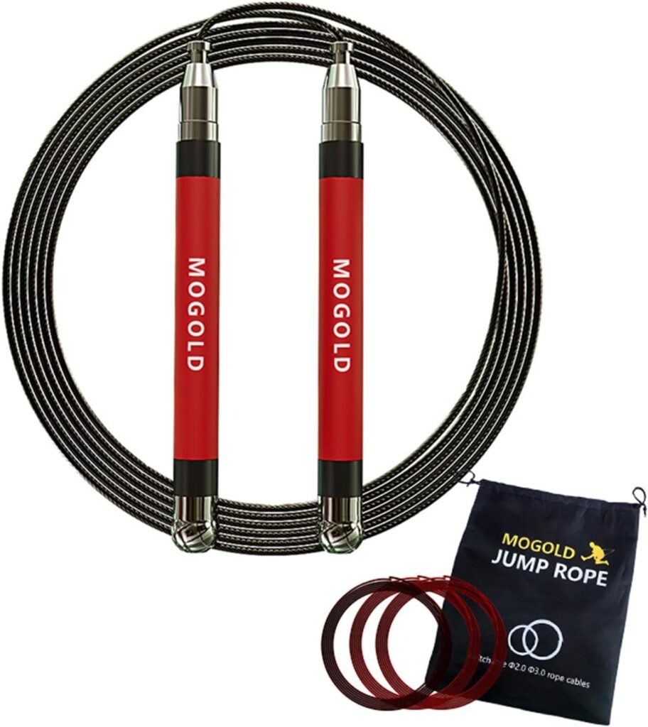 2-in-1 Speed Rope: 2mm for Boxing/MMA & 3mm for CrossFit – Tool-Free Adjustable Cable System with Dual Bearings – Sweatproof Hybrid Grip for High-Intensity Training