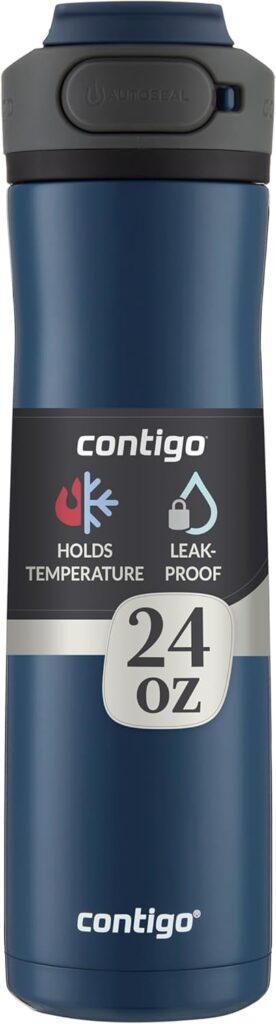 Contigo Cortland Chill 2.0 Blueberry Stainless Steel Water Bottle Vacuum-Insulated Spill-Proof Lid 24oz Ideal for Hot or Cold Drinks Interchangeable Lid Perfect for Kids & Adults