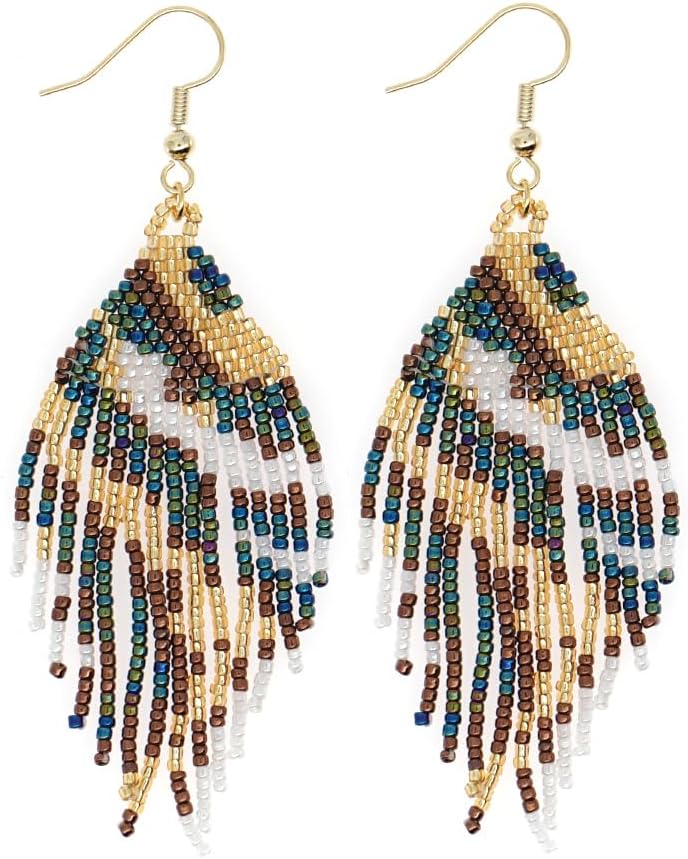 Tassel Zulu Dangle Drop Earrings for Women, Long Bohemian Handmade Beads Fringe Danglig Earing Prom Fashion Jewelry Gift.