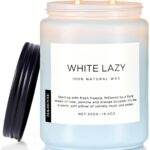 M&SENSE Spring Scented Candle, Jasmine Clean Cotton Soy Wax Large 19.4oz 110 Hour Long Lasting Burning Non Toxic Organic Natural 2 Wick Relaxing Jar Candle for Women