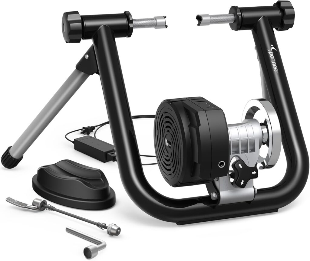 Sportneer Bike Trainer: Smart Stationary Bike Stand with Bluetooth 4.0 & ANT+ Connection – Bike Trainer Stand for 26-29″ & 700C Wheels – Smart Bike Trainer Stand for Indoor Riding, Foldable Storage