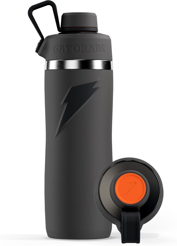 Gatorade ‘Overtime’ 22oz Stainless Steel Water Bottle, Twist Cap, Grey