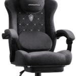 Dowinx Gaming Chair with Heated Massage Lumbar Support,Big and Tall Fabric Gaming Chairs for Adults with Footrest, Ergonomic Computer Game Chair with Poket Spring Cushions, 350lbs, Black