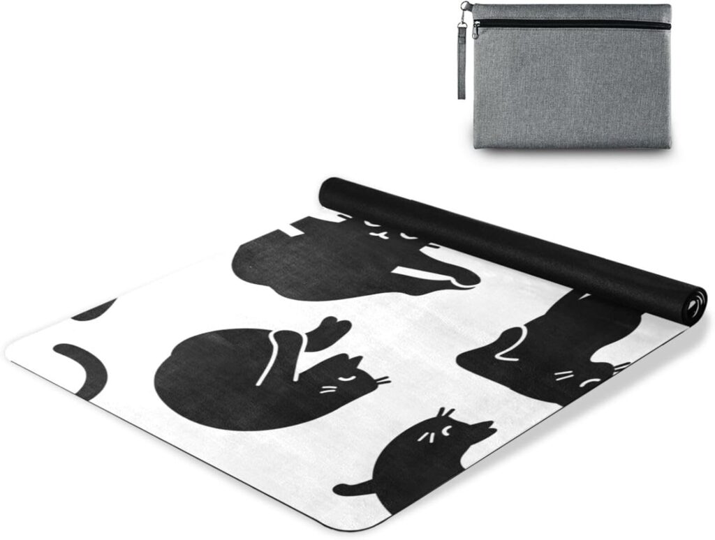 Cute Chubby Frog Yoga Mat, 71 x 26 Inch Non-slip Yoga Mats Folding Travel Exercise Mat Indoor Outdoor Gym Pilates with Storage Bag for Women Men