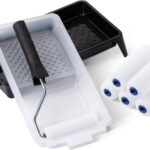Bates- 4 Inch Foam Paint Roller Set, 8 pcs, Small Paint Roller Kit, 1x Black Plastic Paint Tray, 1x Tray Liner, 1x Roller Frame & 5X Foam Covers