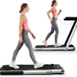 Goplus 2 in 1 Folding Treadmill, 2.25HP Superfit Under Desk Electric Treadmill, Installation-Free with Remote Control, APP Control and LED Display, Walking Jogging for Home Office