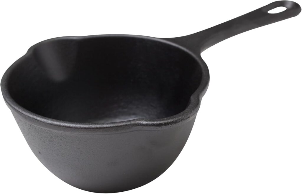 Victoria 0.5-Quart Cast Iron Saucepan, Small Cast Iron Melting Pot Seasoned with Flaxseed Oil, Made in Colombia, Black