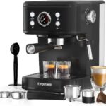 Espresso Machine with Milk Frother, Coffee Machine Coffee Powder/Nespresso Capsules, Espresso Machines with Thermometer