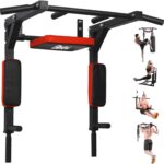 BESTHLS Wall Mounted Pull Up Bar and Dip Station, Heavy Duty Wall Mount Pull-up Chin Up Bar Multifunctional Home Gym Workout Indoor Exercise Equipment Support to 440 Lbs