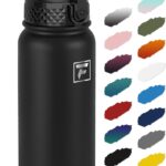 Fanhaw 20 Oz Stainless Steel Insulated Sports Water Bottles with Straw for Kids, Men and Women (Black)