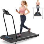 Walking Mat Treadmill with Incline and Handle Bar, Silent and Foldable Fitness Equipment, Treadmill with 4-in-1 Modes, Easy Assembly, Portable Home Gym Equipment