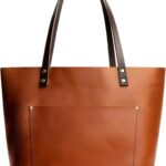 Portland Leather Goods Classic Medium Tote Bag – Handmade, Open Top, Durable & Unlined – Interior & Exterior Pockets