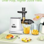 Slow Masticating Juicer: Cold Press Juicers Machines with Reverse Function & Quiet Motor for Vegetable and Fruit, 90% Juice Yield, BPA-Free, Easy to Cleaan with Brush