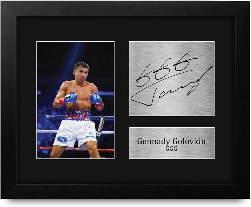 HWC Trading Gennady Golovkin Framed Gift GGG Signed Printed Autograph Triple G Boxing Print Photo Picture Display – US Letter Size