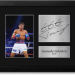 HWC Trading Gennady Golovkin Framed Gift GGG Signed Printed Autograph Triple G Boxing Print Photo Picture Display – US Letter Size
