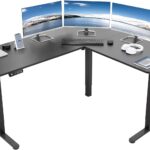 VIVO Electric Corner 63 x 55 inch L-Shaped Standing Desk, Memory Height Adjustment, Black Top Black Frame, DESK-E3CTB