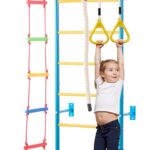 VEVOR Indoor Jungle Gym for Toddlers, 5-in-1 Climbing Playset with Carbon Steel Swedish Ladder, Wall Ladder, Pull-Up Bar, Rope Ladder, and Gymnastic Rings, Supports 220 lbs, Multicolor