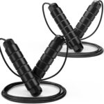 Jump Rope, Tangle-Free Rapid Speed Jumping Rope Cable with Ball Bearings for Women, Men, and Kids, Adjustable Steel Jump Rope with Foam Handles for Home Gym Exercise Fitness Workout Equipment & Slim Body