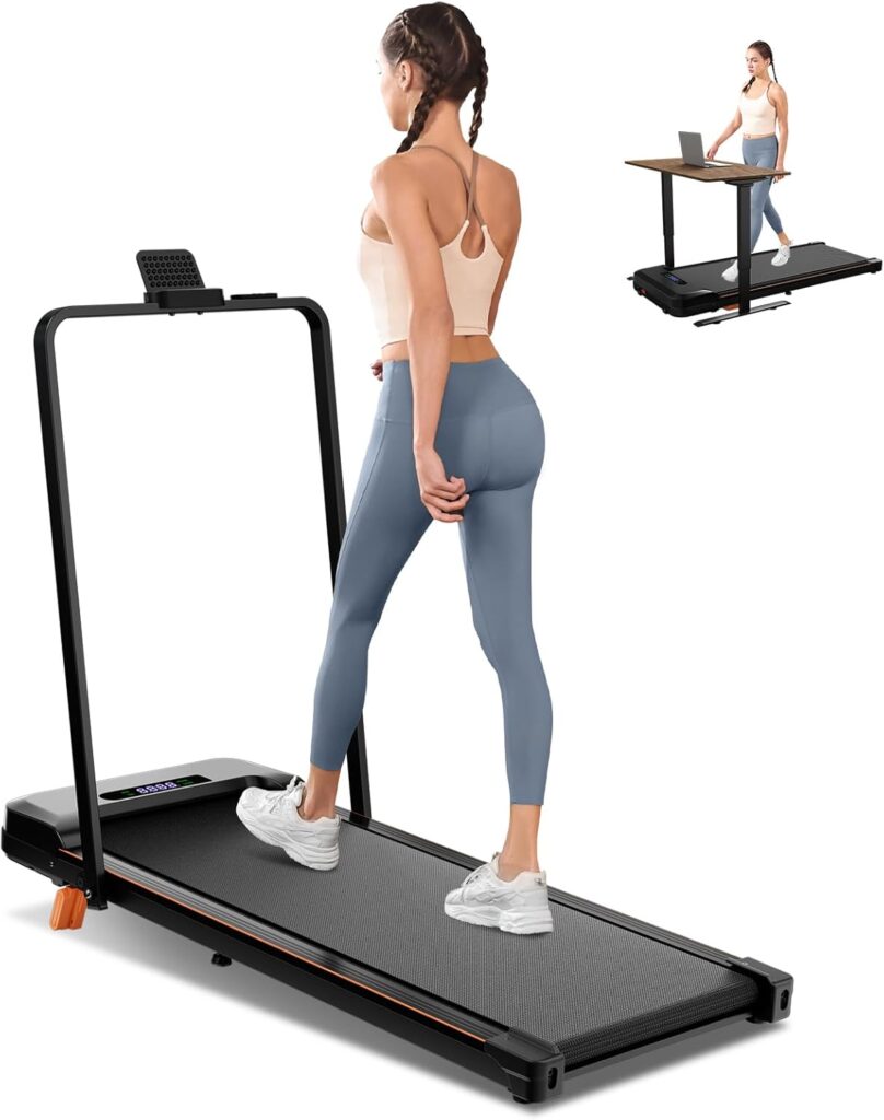 Walking Pad, 2 in 1 Under Desk Treadmill of Compact Space, 2.5HP Quiet Desk Treadmill with Remote Control & LED Display for Home/Office