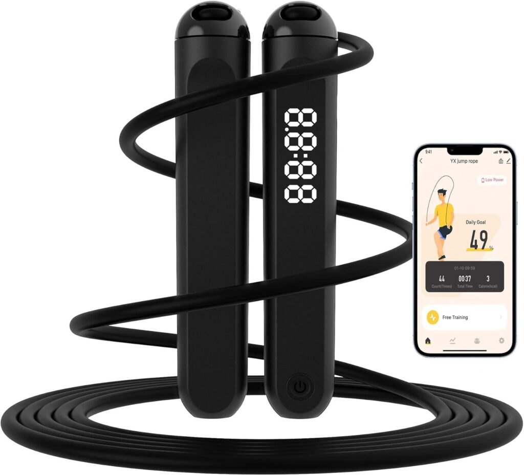 Jump Rope With Counter and App – Tangle-Free Rapid Speed Skipping Rope for Fitness, Home Exercise, Workout – Gifts for Adults, Women, Men, Kids