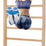 JOYMOR Gymnastics Wood Stall Bar, Multi-use Swedish Ladder- Wall Mounted Pull Up Bar-Physical Therapy for Stretching and Various Exercises,Indoor Home Gym Workout Yoga