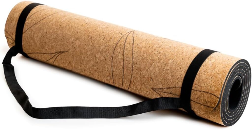 Non-Slip Yoga Mat Cork Surface with Natural Grip – Cushioned – for Hot Yoga, Pilates & Stretching – Durable & Sweat-Resistant – by Lunai