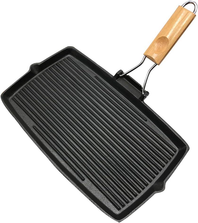 Rectangular Thick Cast Iron Skillet Bbq Grill Pan Stripe Steak Pot Uncoated Non-stick Frying Pan Barbecue Picnic Pot