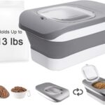 13 Lbs Dog Food Container, Collapsible Dog Food Storage Container with Airtight Lid, Cat Food Storage container Dry Food for Pets, Rice, Cereal, Silicone Pet Bowl and Dog Food Scoop