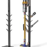 Vacuum Stand for Dyson Gen5 V15 V12 V11 V10 V8 V7 V6, Tineco S11 A10 A11, Eureka NEC180 280TL, Cordless Vacuum Cleaner Holder with 8 Storage Hooks, Accessories & Attachments Organizer, Black