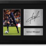 HWC Trading Kylian Mbappe Framed Gift Signed Printed Autograph Paris Saint-Germain PSG Print Photo Picture Display – US Letter Size