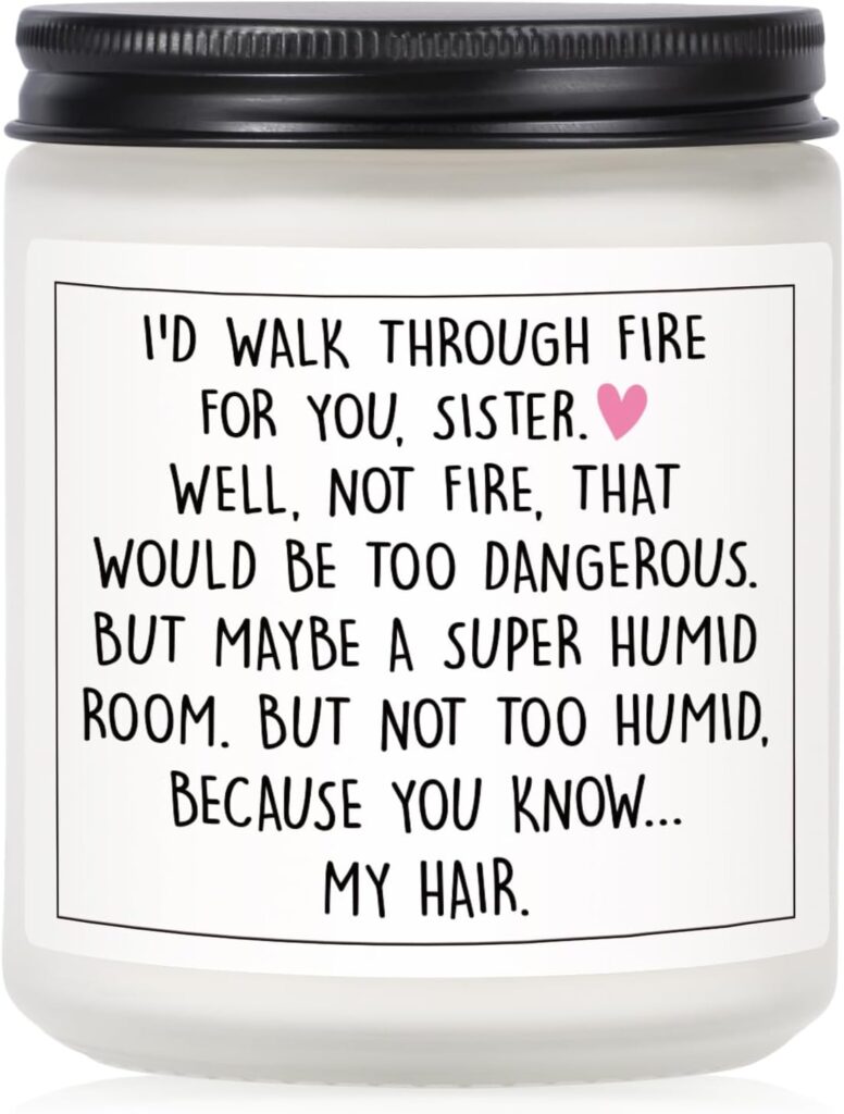Sister Gifts for Women, Sister Christmas Gifts, Sister Birthday Gift, Funny Gift for Sister from Sister Brother for Graduation, Mothers Day, Lavender Natural Soy Wax Sister Candle (7oz)
