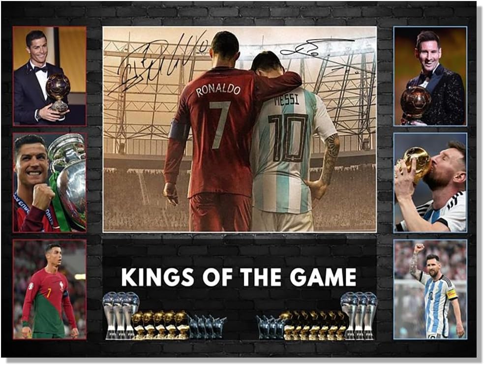 Superstar Messi And Cristiano Ronaldo Signed Poster For Kids Fans Room Bedroom Wall Decor-American Soccer Posters Canvas Art Prints Picture For Teen Boy Birthday Gifts