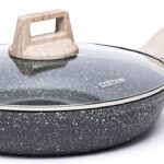 CAROTE Non Stick Frying Pan Skillet, Nonstick Granite Fry Pan with Glass Lid, Egg Pan Omelet Pans, Stone Cookware Chef’s Pan, PFOA Free (Classic Granite, 10-Inch)