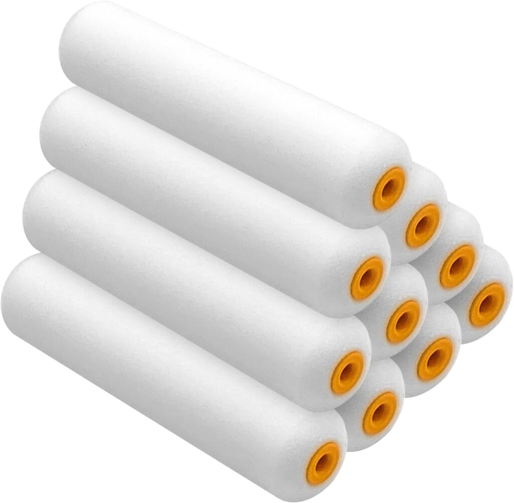 Foam Paint Roller, 10 Pack, 6 Inch High Density Foam Roller, Mini Paint Roller Covers for Smooth Paint Application, No Lint Shedding on Walls, Cabinets, Doors