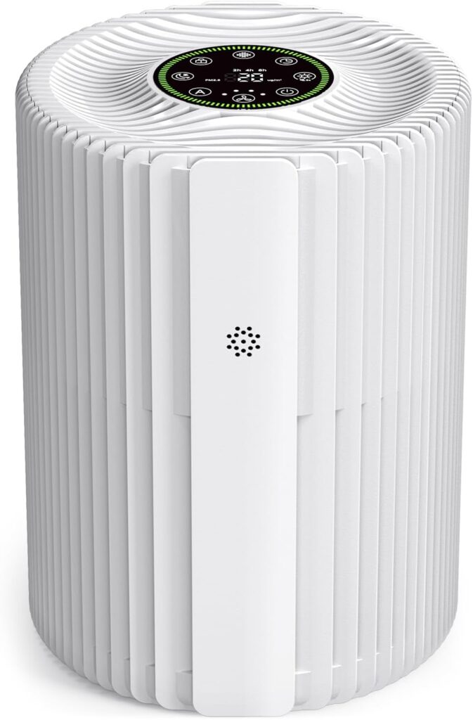 Air Purifiers For Bedroom And Home 1095 Sq. Ft True H13 HEPA Pet Air Purifier For Dorm Room With Air Quality Display 360° Air Intake & Outlet For Bedroom Office, DH-JHD07(White)