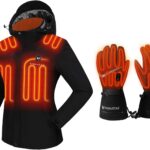 Venustas Slim Women’s Heated Jacket (Black,XS) and Heated Gloves (Black,S)