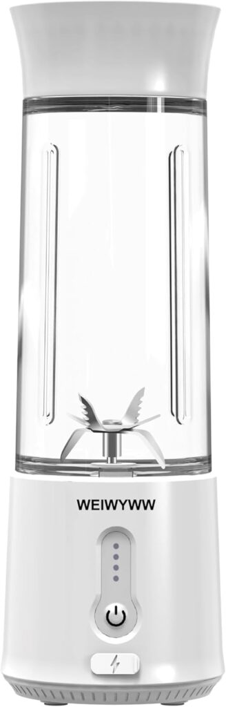 22oz Portable USB Blender 150W Cordless Mini Smoothie Maker Lightweight, 10+ Blends, Travel/Gym/Office Use (white)