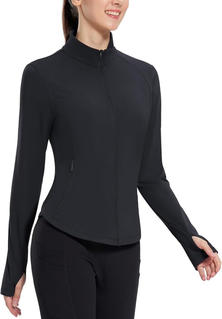 baleaf Women’s Fleece Running Jacket Water Resistant Full Zip Winter Cold Weather Gear Thermal Cycling Workout Jackets