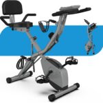 Indoor Exercise Bike for Seniors, 5 IN 1 Foldable Stationary Bike with 16-Level Magnetic Resistance and Tri-Position Ride, 330LBS Capacity, 6.6 LBS Flywheel, for Home Workout 818 Gray