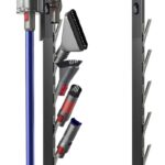 Vacuum Stand Holder for Dyson Gen5 V8 V15 V12 V11 V10 V7 V6, Metal Floor Docking Station with Built-in Cord Management, Storage Bracket Organizer with 6 Hooks for Cordless Vacuum Cleaner & Accessories