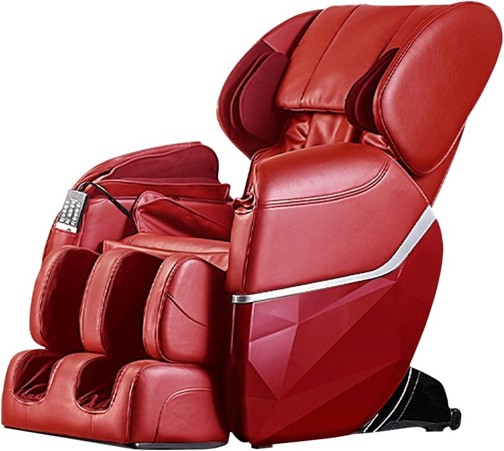 PayLessHere Zero Gravity Full Body Electric Shiatsu UL Approved Massage Chair Recliner with Built-in Heat Therapy and Foot Roller Air Massage System Stretch Vibrating for Home Office, Burgundy
