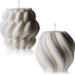 2 Pcs Knot Ball and Swirl Pillar Candles Large Handmade Scented Soy Wax Bubble Aesthetic Candle for Housewarming Gift Room Shelf Decor