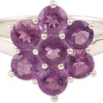 NOVICA Artisan Handmade Amethyst Cocktail Ring .925 Sterling Silver Flower Multi Stone India Birthstone Gemstone Floral ‘Treasured Flower’