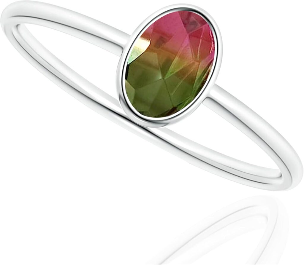 Watermelon Tourmaline Multicolor Gemstone Ring 925 Sterling Silver Handmade Simple Elegant Wedding Ring For Women, Girls Gift For Her Birthday Artisan Silver Tourmaline Jewelry Ring By NKG