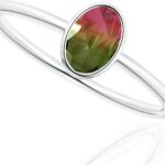 Watermelon Tourmaline Multicolor Gemstone Ring 925 Sterling Silver Handmade Simple Elegant Wedding Ring For Women, Girls Gift For Her Birthday Artisan Silver Tourmaline Jewelry Ring By NKG