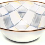 MACKENZIE-CHILDS Enamel Breakfast Bowl, Unique Soup Bowl or Cereal Bowl, Dinnerware, Gray-and-White Sterling Check, Set of 1